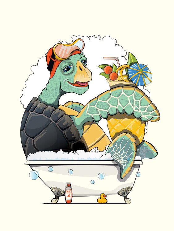 Illustration Turtle in the Bathtub