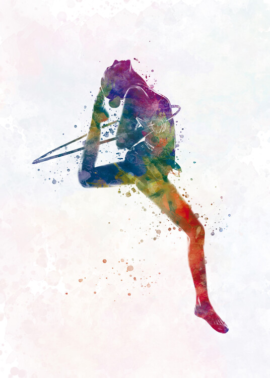 Obraz na plátně Rhythmic gymnastics in watercolor