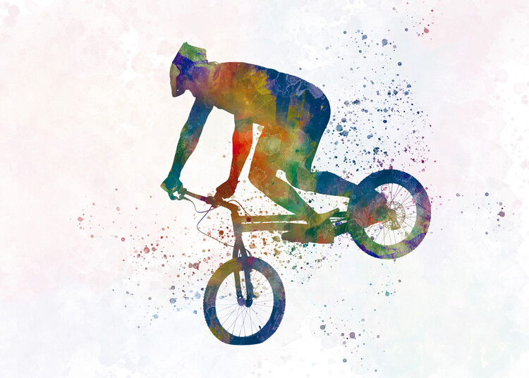 Ilustracija Watercolor bmx biker