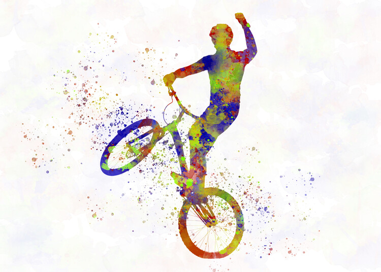 Art Poster Watercolor bmx biker