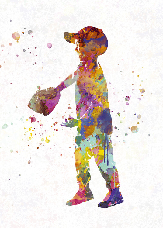 BOY PLAYING BASEBALL SILHOUETTE (Wall Decor)