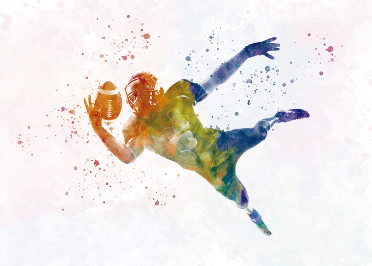 Ilustrace American football player in watercolor