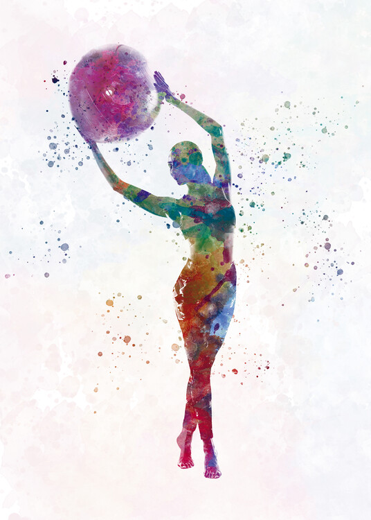 Ilustrácia Fitness gymnastics in watercolor