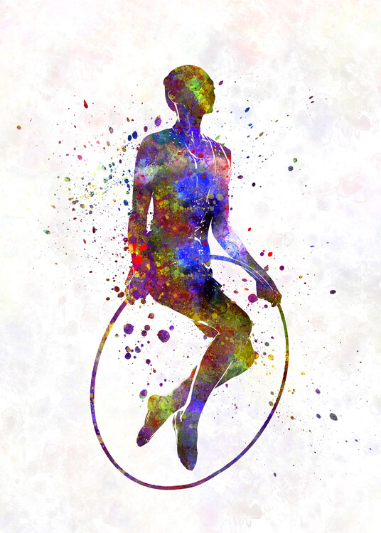 Canvas Print Watercolor rhythmic gymnastics exercise