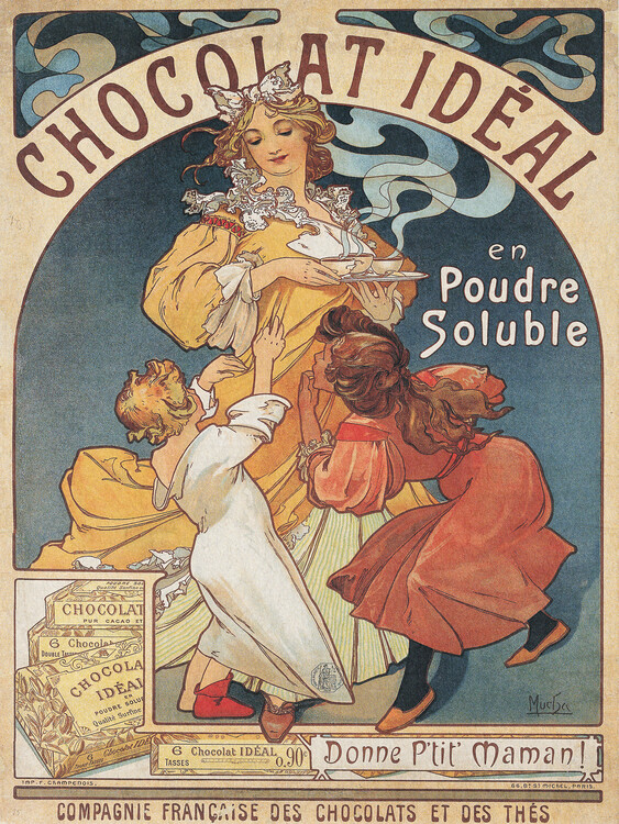 Fine Art Print Chocolat Ideal Chocolate Advert (Vintage Art Nouveau) - Alfons Mucha