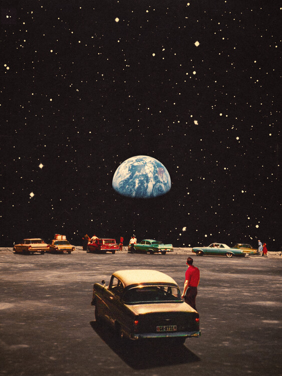 Obraz na plátně Missing Home - Cosmic Retro Collage Art