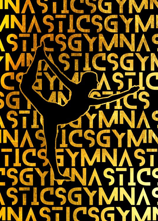 Canvas Print Gymnastics Gold Silhouette