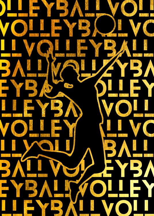 Woman spiking volleyball  Poster, Stampe Artistiche, Carta da Parati