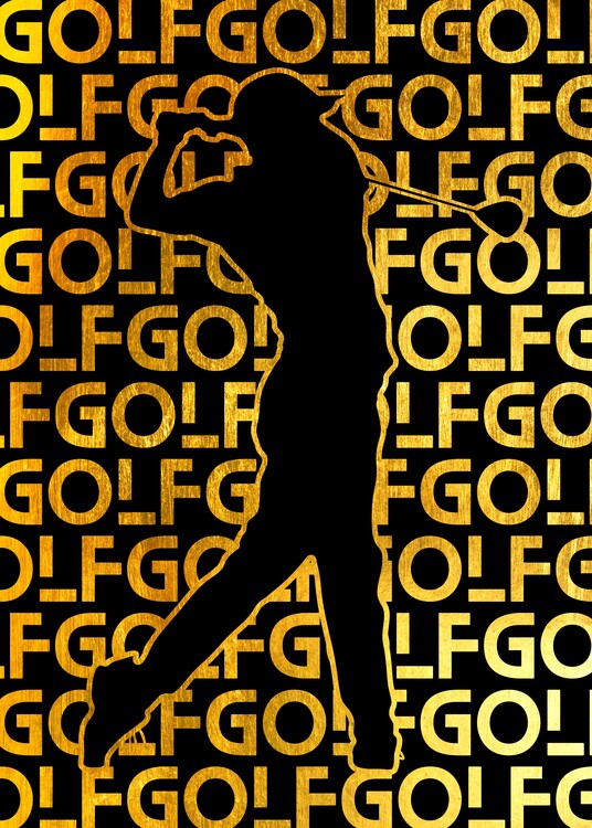 Canvas Print Golf Gold Silhouette