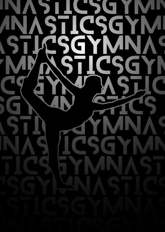 Illustration Gymnastics Black and White Silhouette