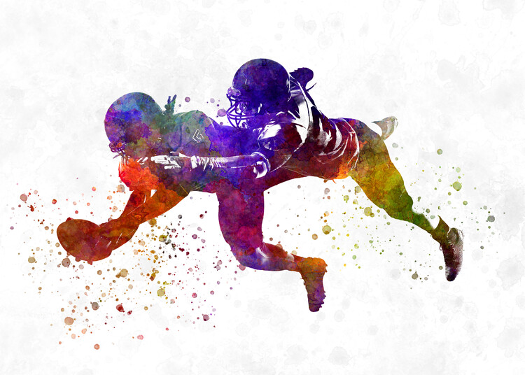Canvas Print Watercolor American Football Players