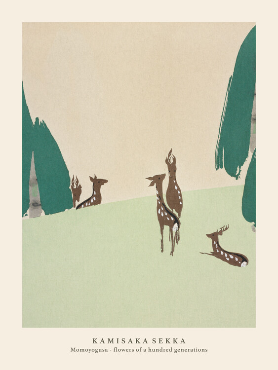 Konsttryck Deer (Special Edition Japandi Vintage) - Kamisaka Sekka