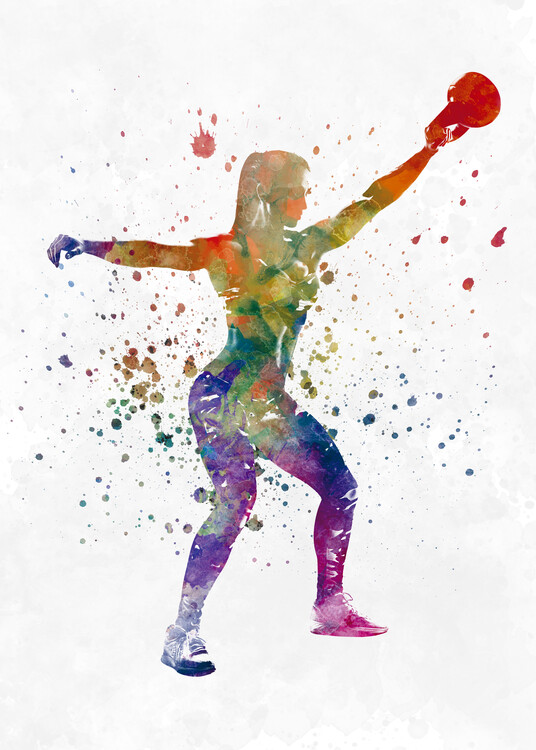 Umělecký tisk Fitness exercise in watercolor