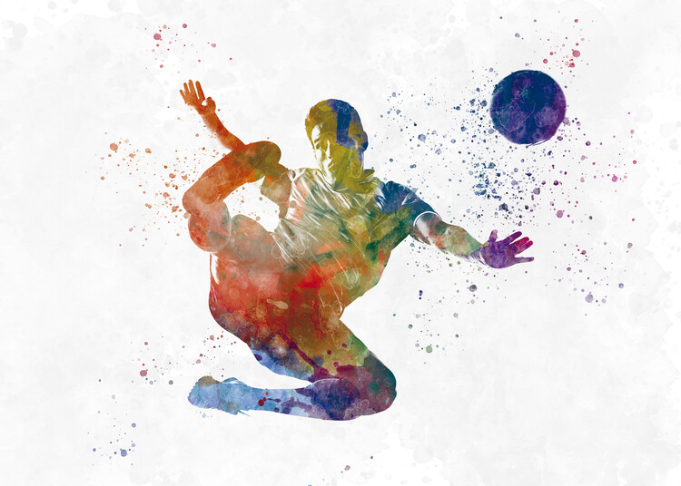 Obraz na plátně Soccer player in watercolor