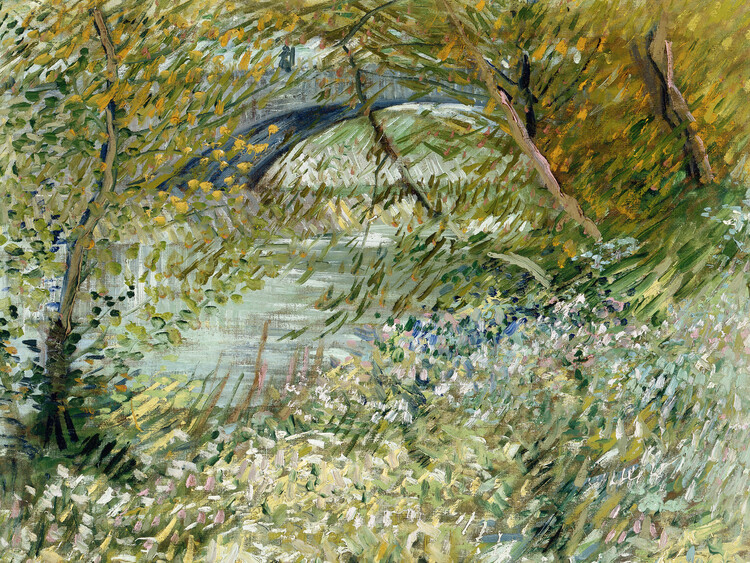 Kunstdruk River Bank in Springtime - Vincent van Gogh