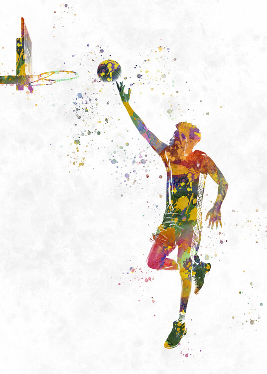 Canvas Print Basketball player in watercolor