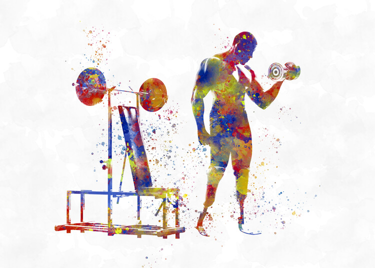 Canvas Print Paralympic fitness athlete in watercolor