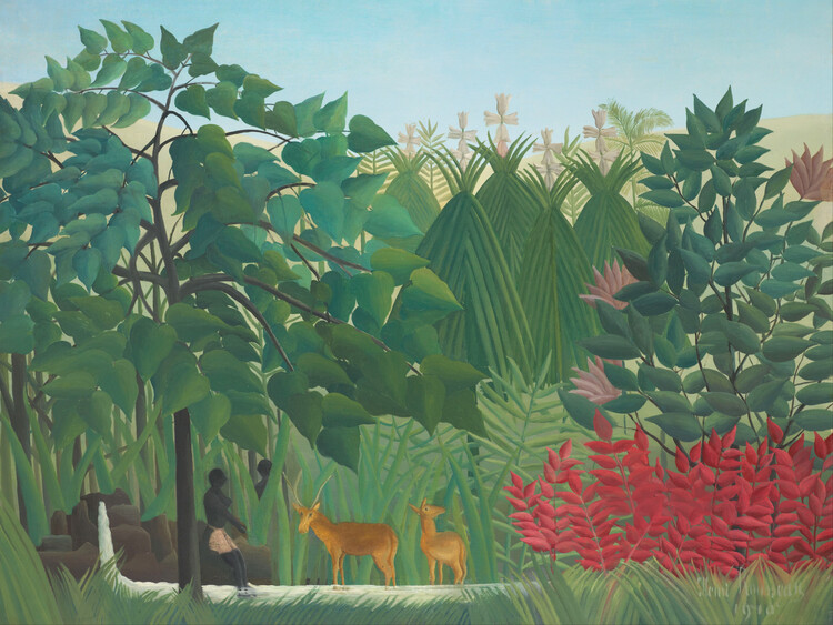 Tela The Waterfall (Tropical Jungle) - Henri Rousseau