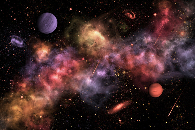 Ilustrace Colorful Nebula, Planets and Galaxies