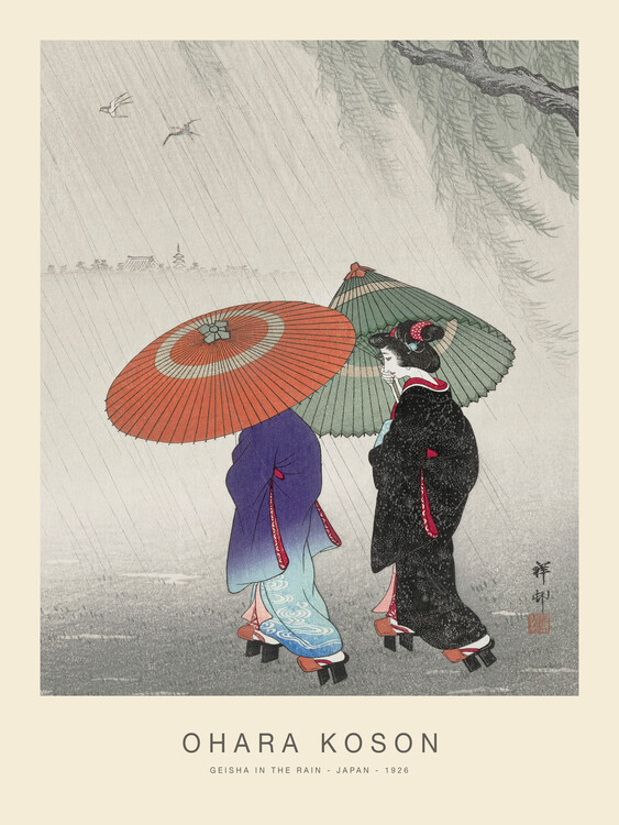 Obraz na plátně Geisha in the rain (Special Edition) - Ohara Koson