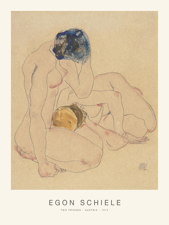 Obrazová reprodukce Two Friends (Vintage Female Nude / Lesbian Interest) - Egon Schiele