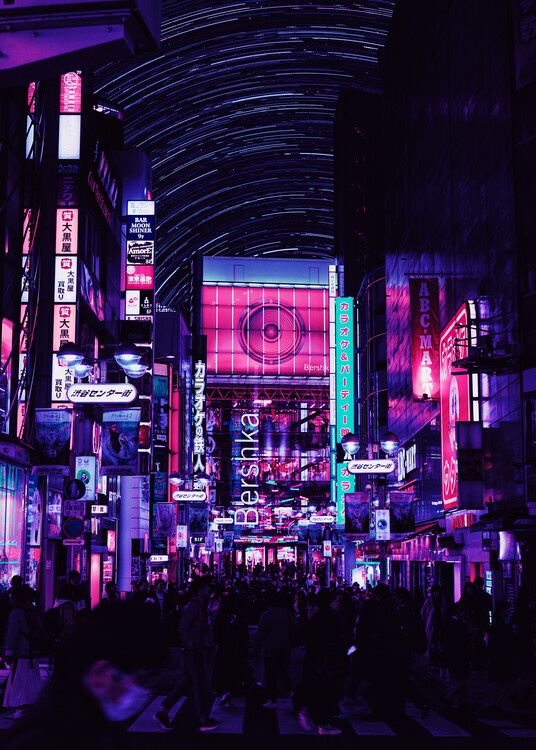 Ilustratie Neon Night City In Japan