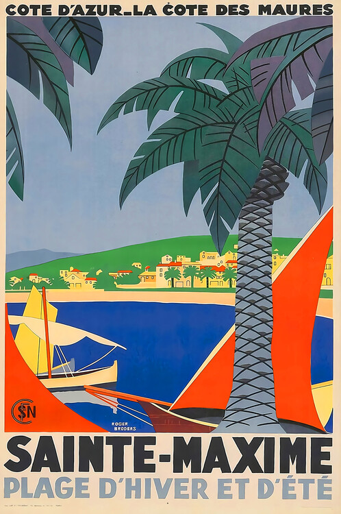 Illustration Sainte-Maxime (1928) by Roger Broders (1883-1953)