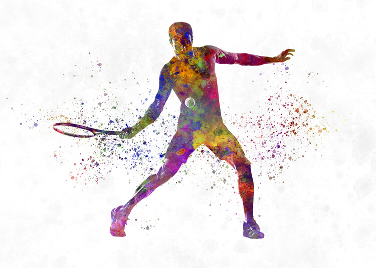 Art Poster Watercolor tennis player