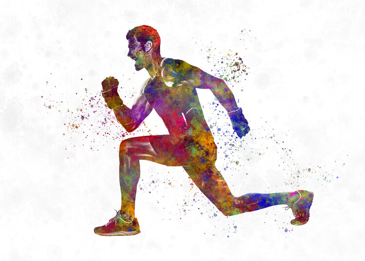 Obraz na plátně Fitness exercise in watercolor