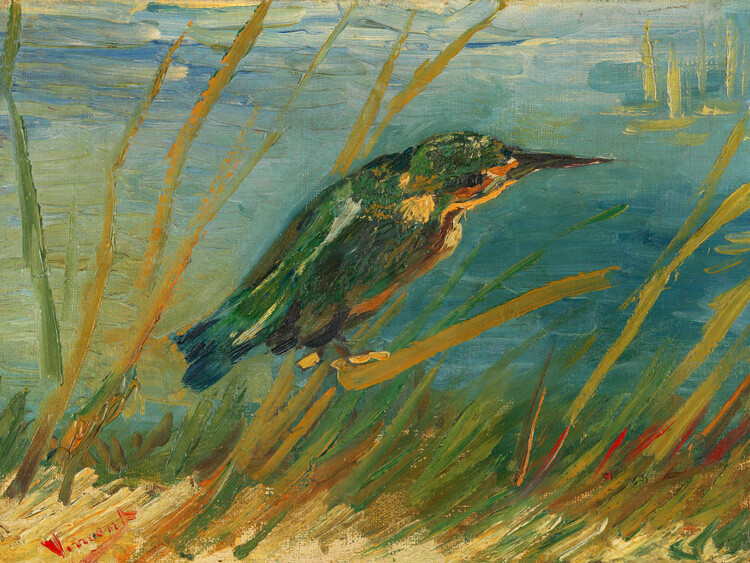 Canvas Print Kingfisher by the Waterside (Vintage Wildlife) - Vincent van Gogh