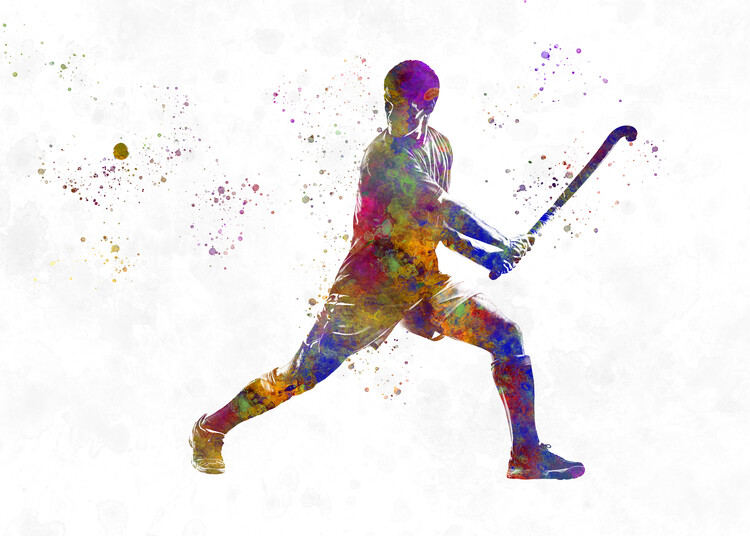Canvas Print Watercolor hockey player