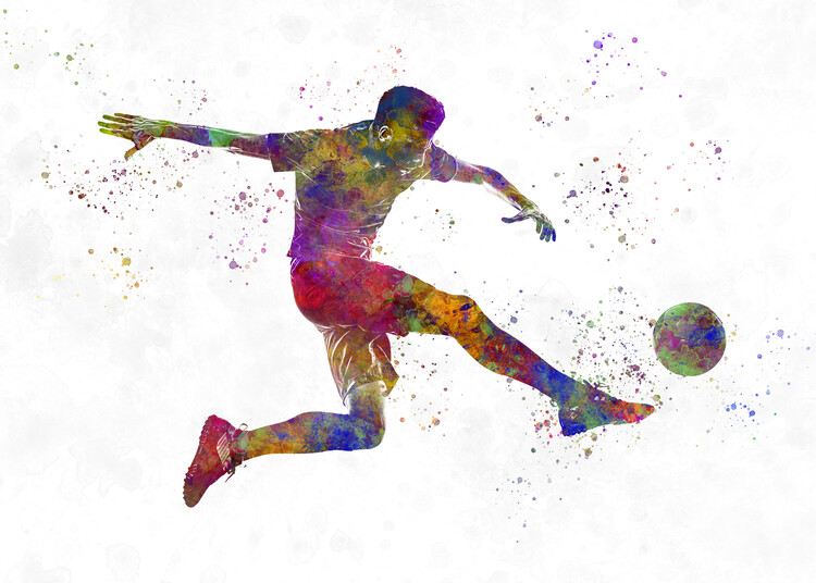 Obraz na plátně Soccer player in watercolor