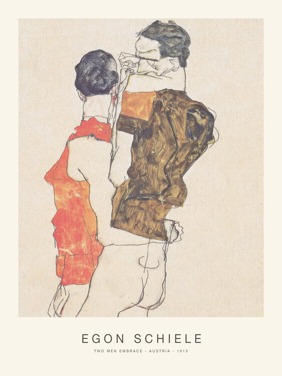 Obrazová reprodukce Two Men Embrace / Gay Couple (Special Edition Male Nude) - Egon Schiele