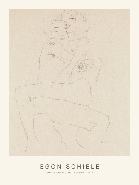Fine Art Print Couple Embracing (Special Edition Erotic Sketch) - Egon Schiele