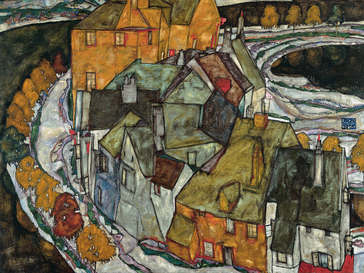 Obraz na plátně Island City (Crescent of Houses) - Egon Schiele