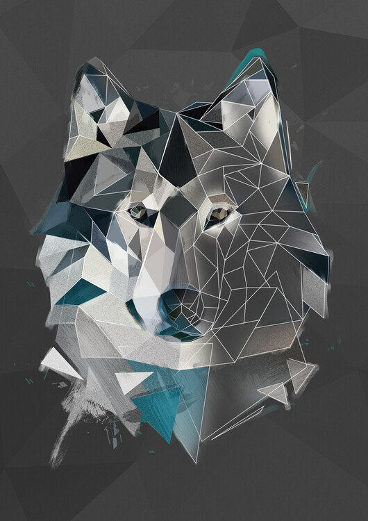 Illustrazione Geometric grey Wolf
