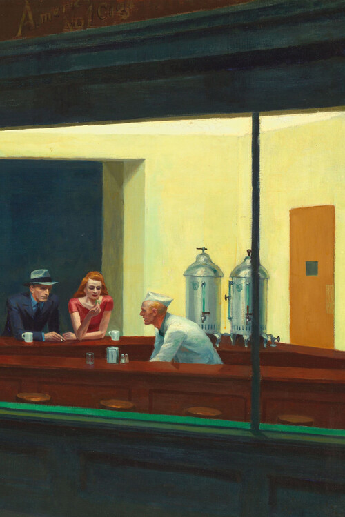 Obraz na plátně Nighthawks, Divided into Three (3 of 3) - Edward Hopper
