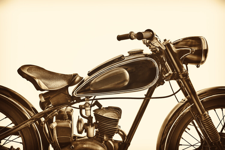 Art Photography Old sepia image of a vintage motorcycle