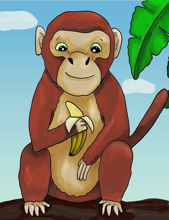 Ilustração Monkey with banana