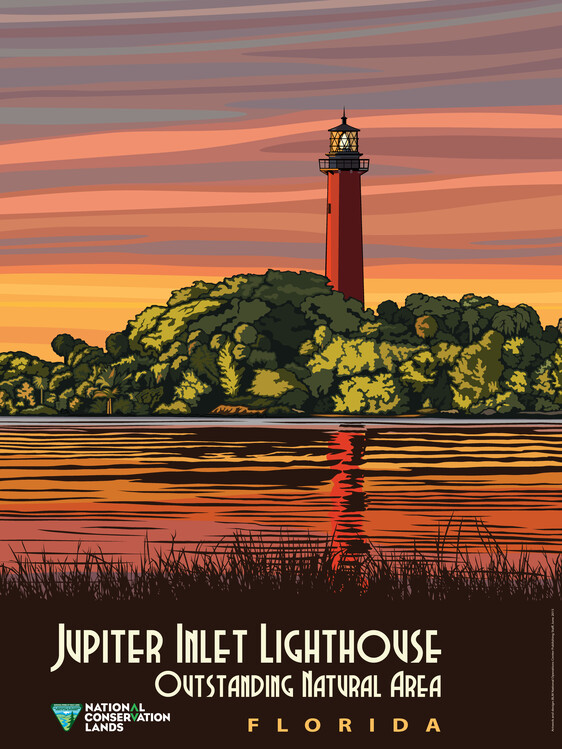 Illustrazione Jupiter Inlet Lighthouse Outstanding Natural Area in Florida From Bureau of Land Management