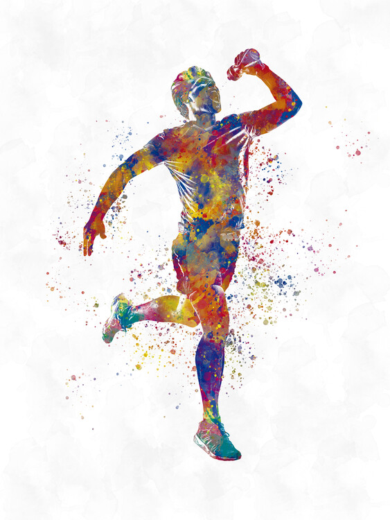 Konsttryck Watercolor runner athlete