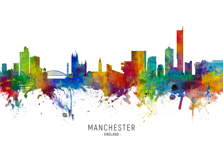 Ilustracija Manchester England Skyline