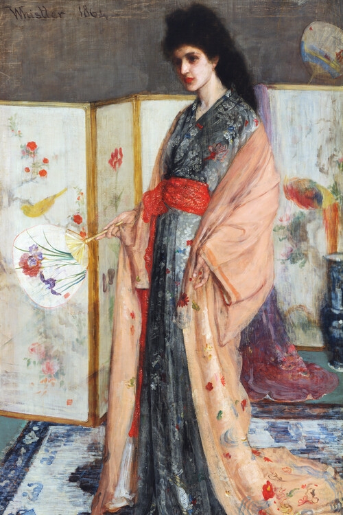 Reproducción de arte The Princess from the Land of Porcelain (Female Portrait in a Kimono) - James McNeill Whistler