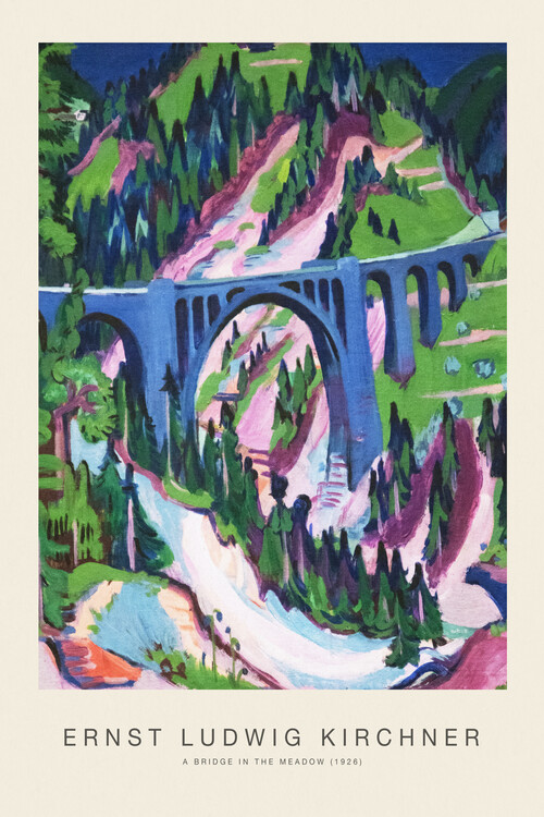 Canvas Print A Bridge in the Meadow (Special Edition Landscape) - Ernst Ludwig Kirchner