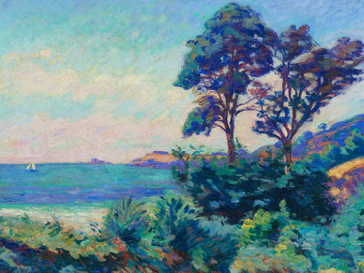 Umelecká tlač Marine à Saint-Palais (Tropical Landscape with a Boat on the Water) - Armand Guillaumin
