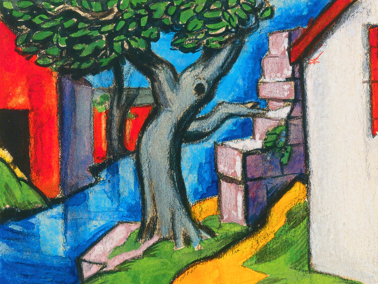 Reprodução do quadro Mystic Tree (Vibrant Abstract Landscape) - Oscar Bluemner