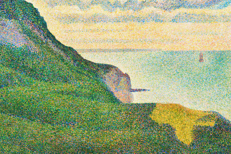 Canvastavla Port en Bessin, Normandy (Vintage Seascape) - Georges Seurat