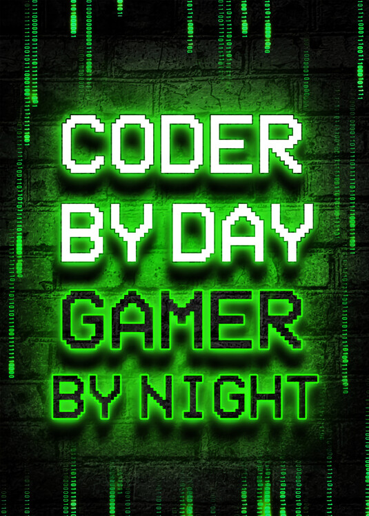 Kunsttryk Coder By Day Gamer By Night