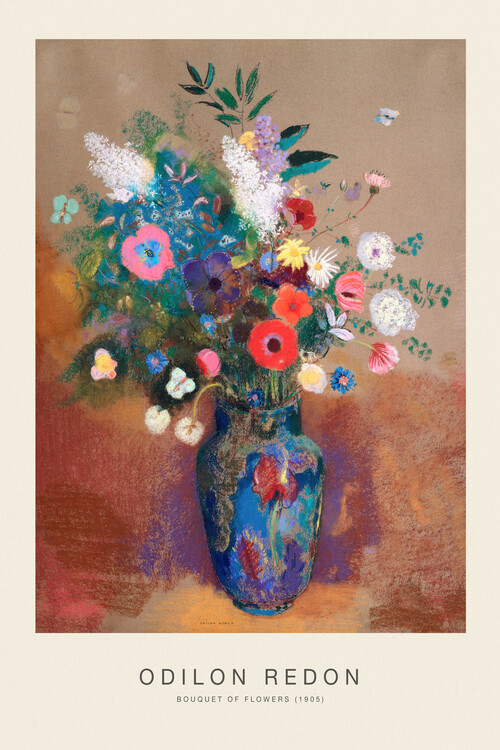 Reprodução do quadro Bouquet of Flowers (Vintage Floral Painting) - Odilon Redon
