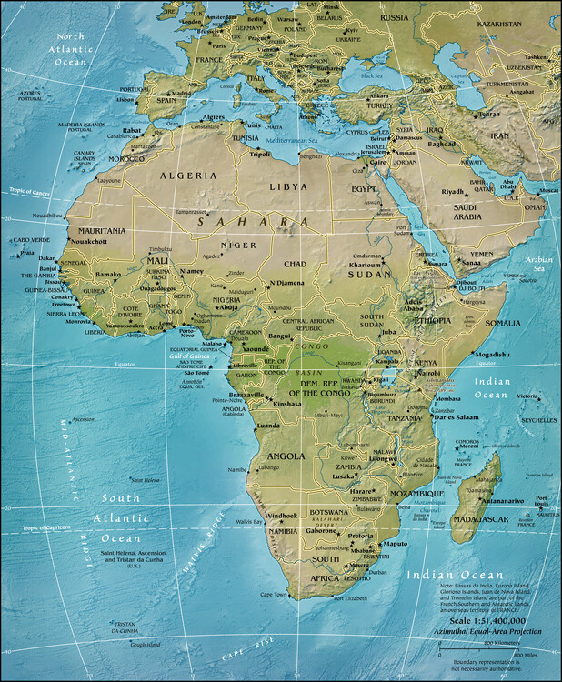 Physical Map Of Africa Térképe